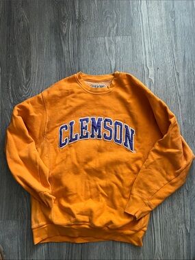 Steve & Barry's Orange Clemson Crewneck Sweatshirt with Purple Lettering Medium
